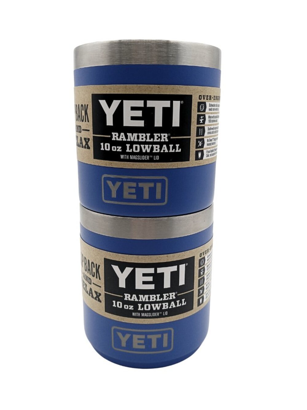 2 pc Set Yeti Rambler 10 oz Lowball Ultramarine Violet 2.0 Stackables w/Maglids